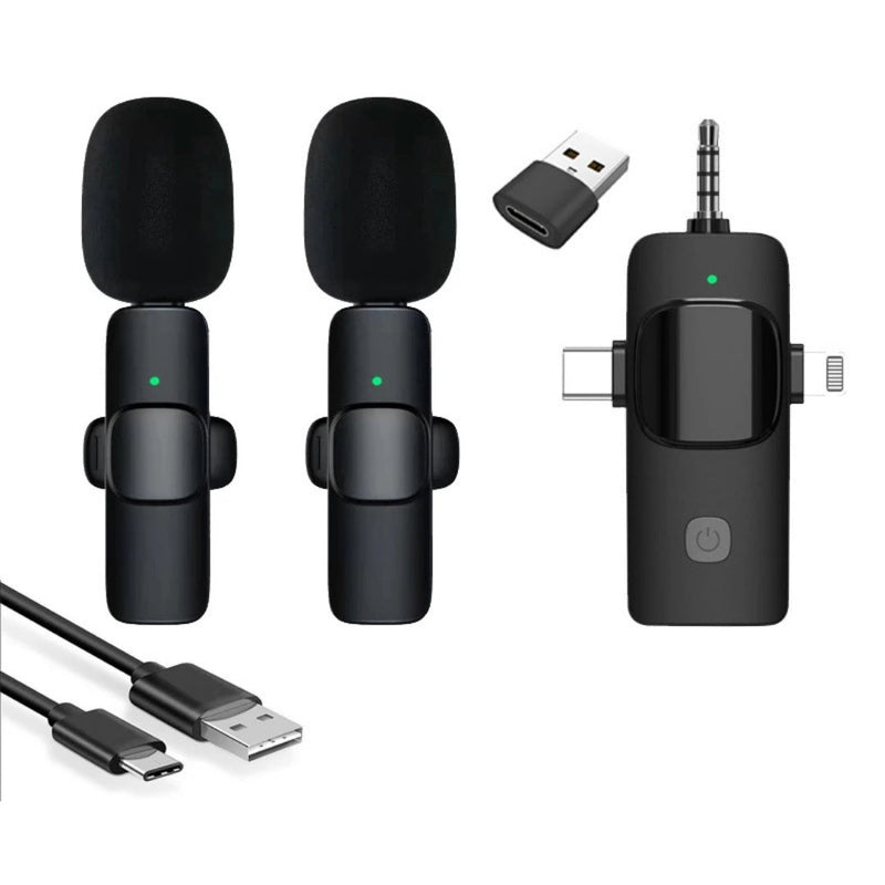 Microfone de Lapela MC-10 4 em 1 -  Iphone Android USB e Câmeras